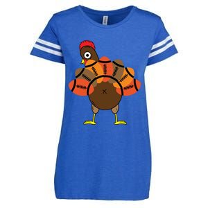 Funny Turkey And Football Thanksgiving Sport Lovers Funny Gift Enza Ladies Jersey Football T-Shirt