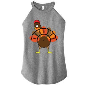 Funny Turkey And Football Thanksgiving Sport Lovers Funny Gift Women's Perfect Tri Rocker Tank