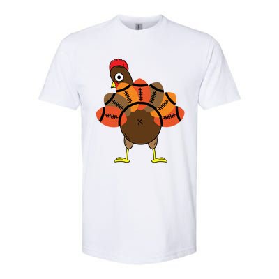 Funny Turkey And Football Thanksgiving Sport Lovers Funny Gift Softstyle CVC T-Shirt