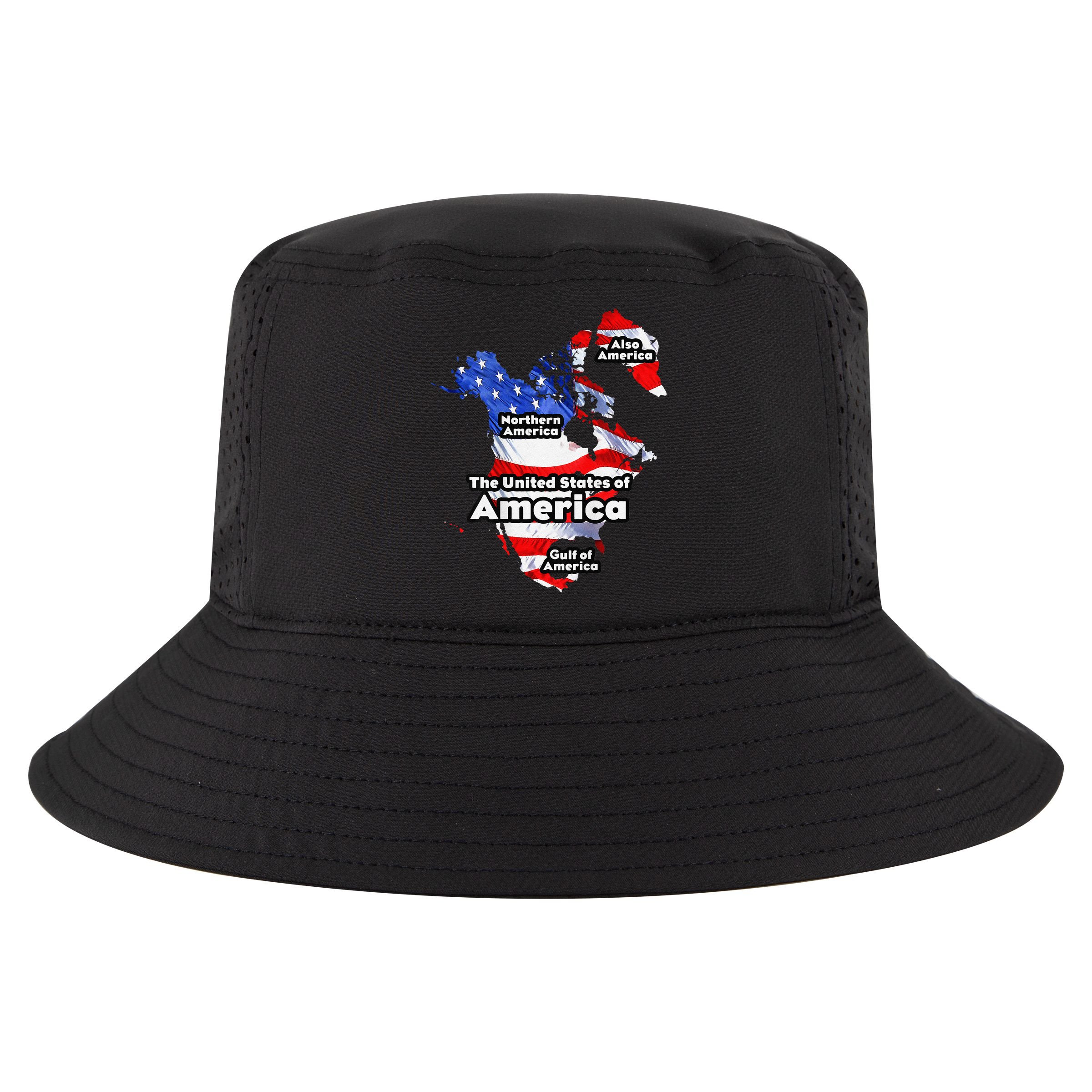 Funny Trump American Flag Canada Greenland Gulf Map On Back Cool Comfort Performance Bucket Hat