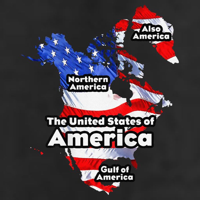 Funny Trump American Flag Canada Greenland Gulf Map On Back 7 Panel Mesh Trucker Snapback Hat