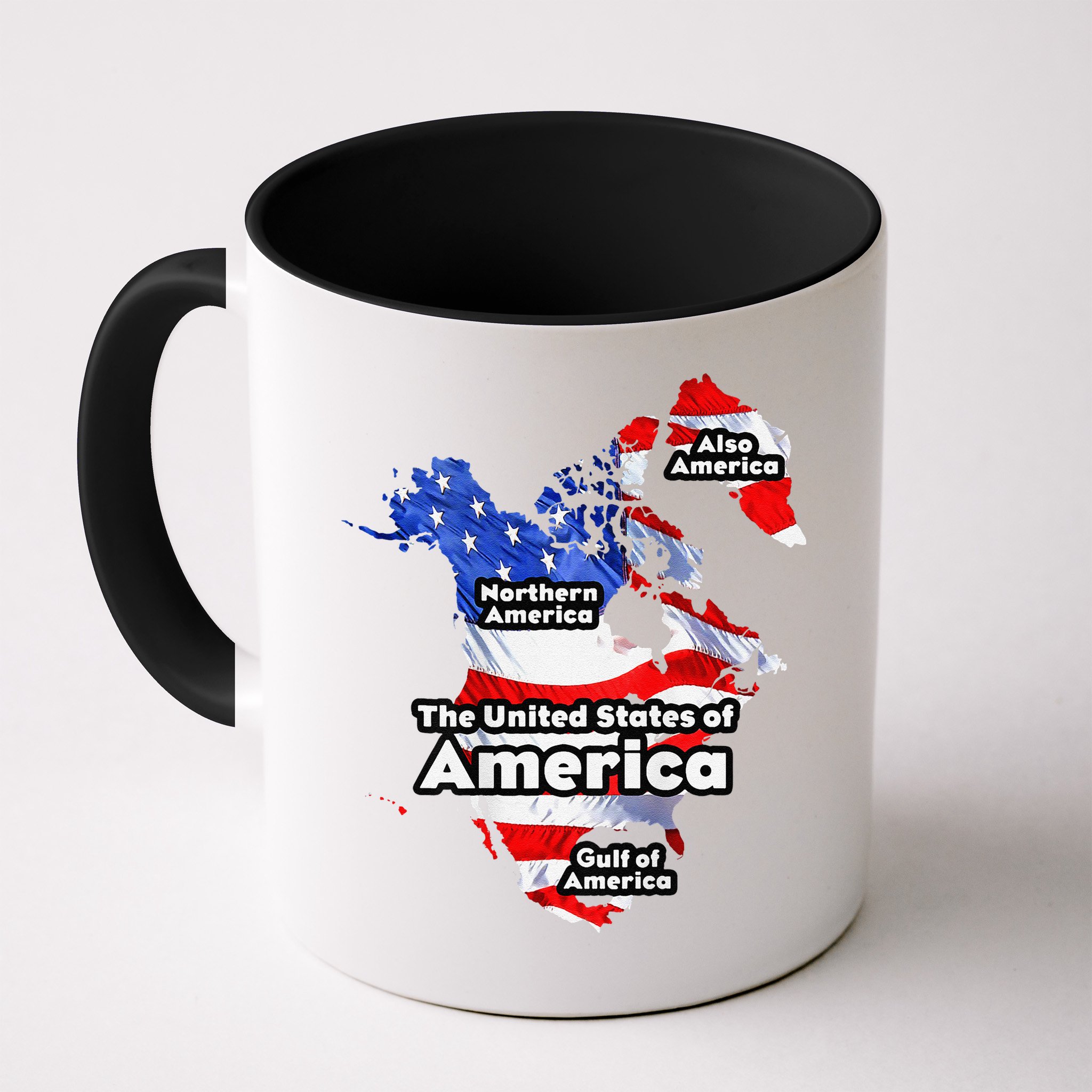 Funny Trump American Flag Canada Greenland Gulf Map On Back Mug