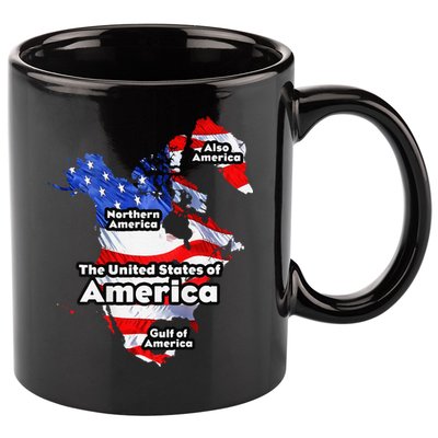 Funny Trump American Flag Canada Greenland Gulf Map On Back 11oz C Handle Ceramic Mug