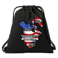 Funny Trump American Flag Canada Greenland Gulf Map On Back Drawstring Bag