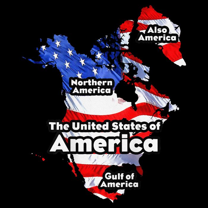 Funny Trump American Flag Canada Greenland Gulf Map On Back Drawstring Bag
