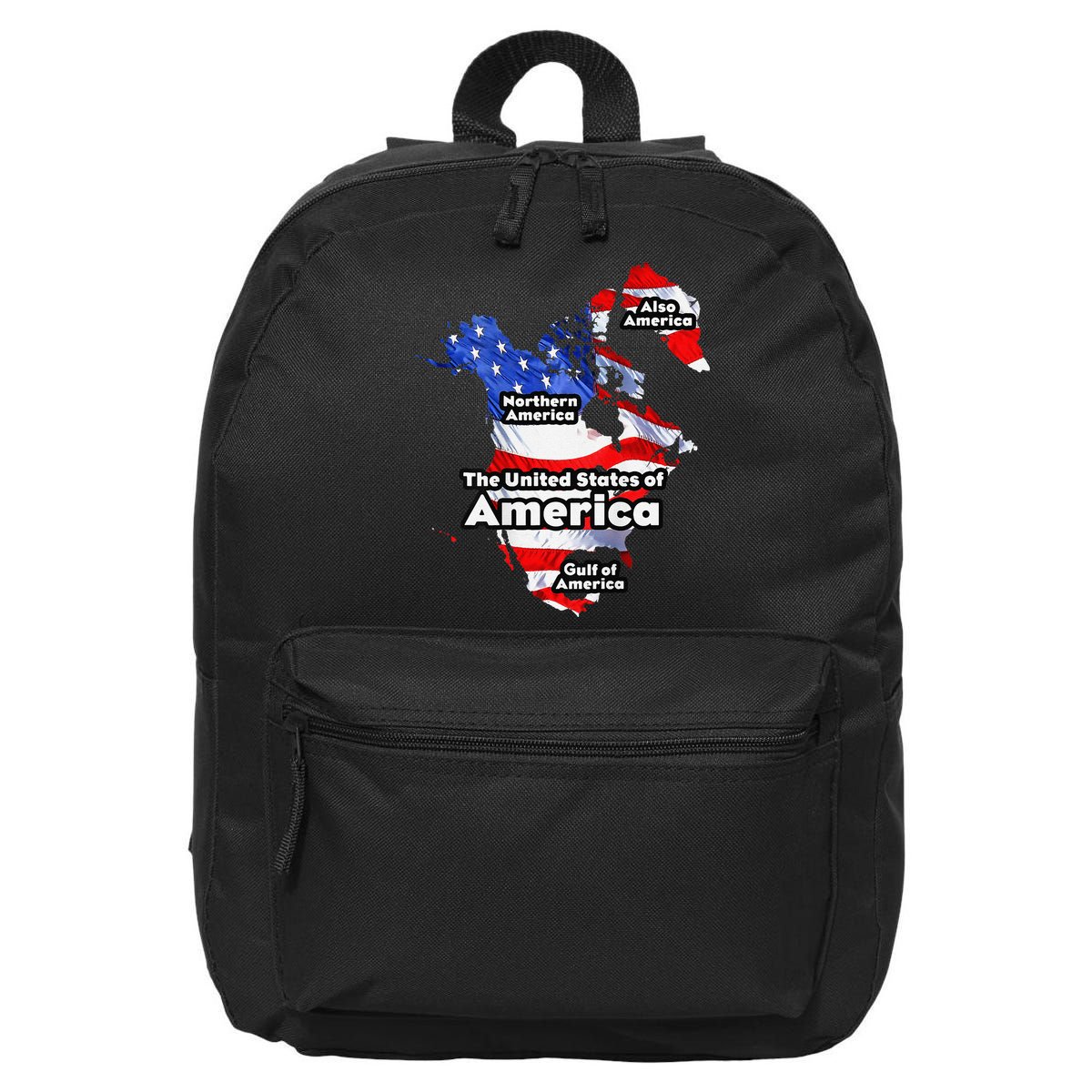 Funny Trump American Flag Canada Greenland Gulf Map On Back 16 in Basic Backpack