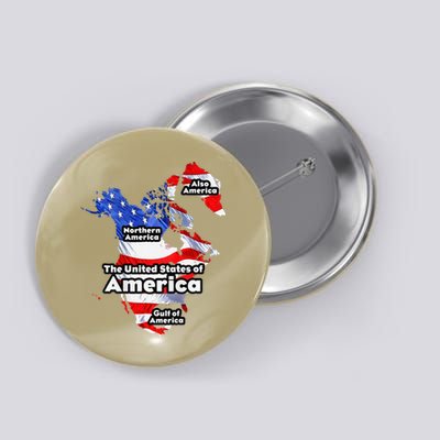 Funny Trump American Flag Canada Greenland Gulf Map On Back Button