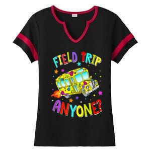 Field Trip Anyone Teacher Teaching School Bus Back To School Ladies Halftime Notch Neck Tee