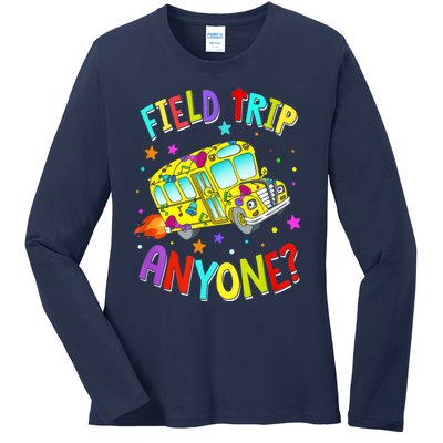 Field Trip Anyone Teacher Teaching School Bus Back To School Ladies Long Sleeve Shirt