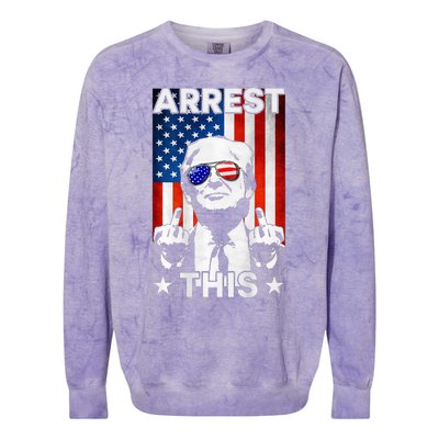 Funny Trump Arrest This American Flag Trump 2024 Colorblast Crewneck Sweatshirt