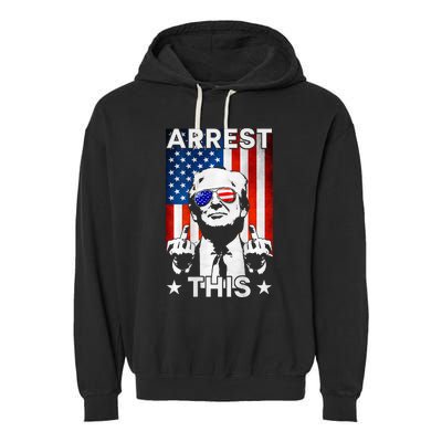 Funny Trump Arrest This American Flag Trump 2024 Garment-Dyed Fleece Hoodie