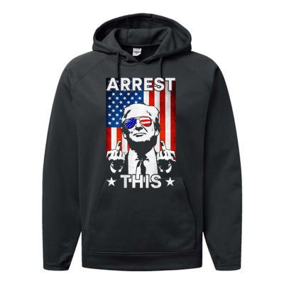 Funny Trump Arrest This American Flag Trump 2024 Performance Fleece Hoodie