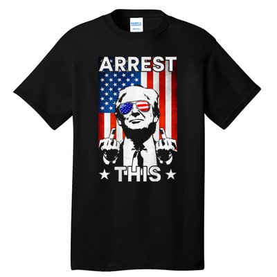 Funny Trump Arrest This American Flag Trump 2024 Tall T-Shirt