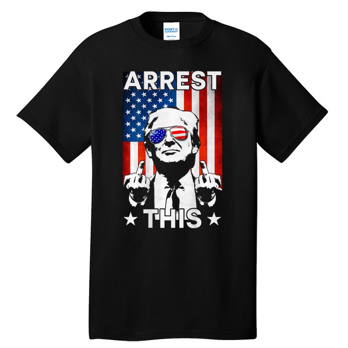 Funny Trump Arrest This American Flag Trump 2024 Tall T-Shirt