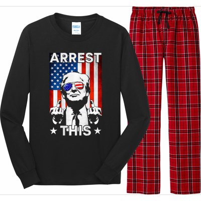 Funny Trump Arrest This American Flag Trump 2024 Long Sleeve Pajama Set