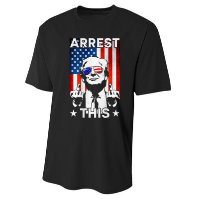 Funny Trump Arrest This American Flag Trump 2024 Performance Sprint T-Shirt