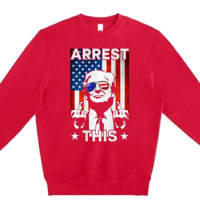 Funny Trump Arrest This American Flag Trump 2024 Premium Crewneck Sweatshirt