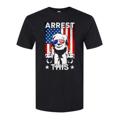 Funny Trump Arrest This American Flag Trump 2024 Softstyle CVC T-Shirt