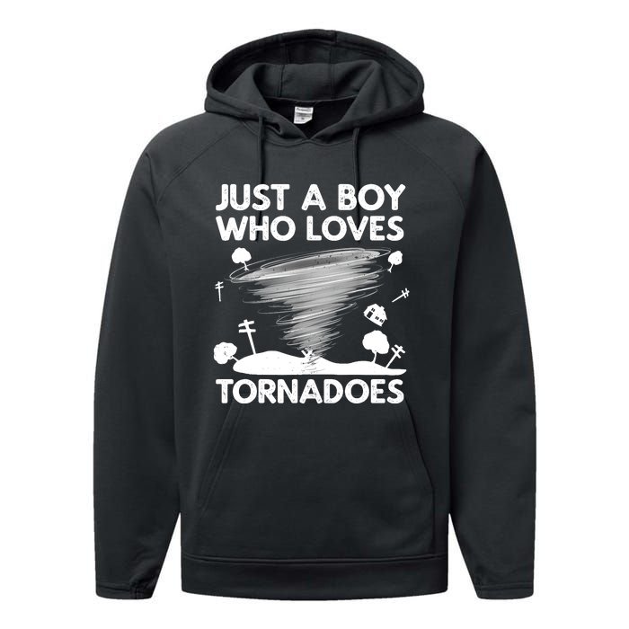 Funny Tornado Art For Boy Weather Storm Tornado Chaser Performance Fleece Hoodie