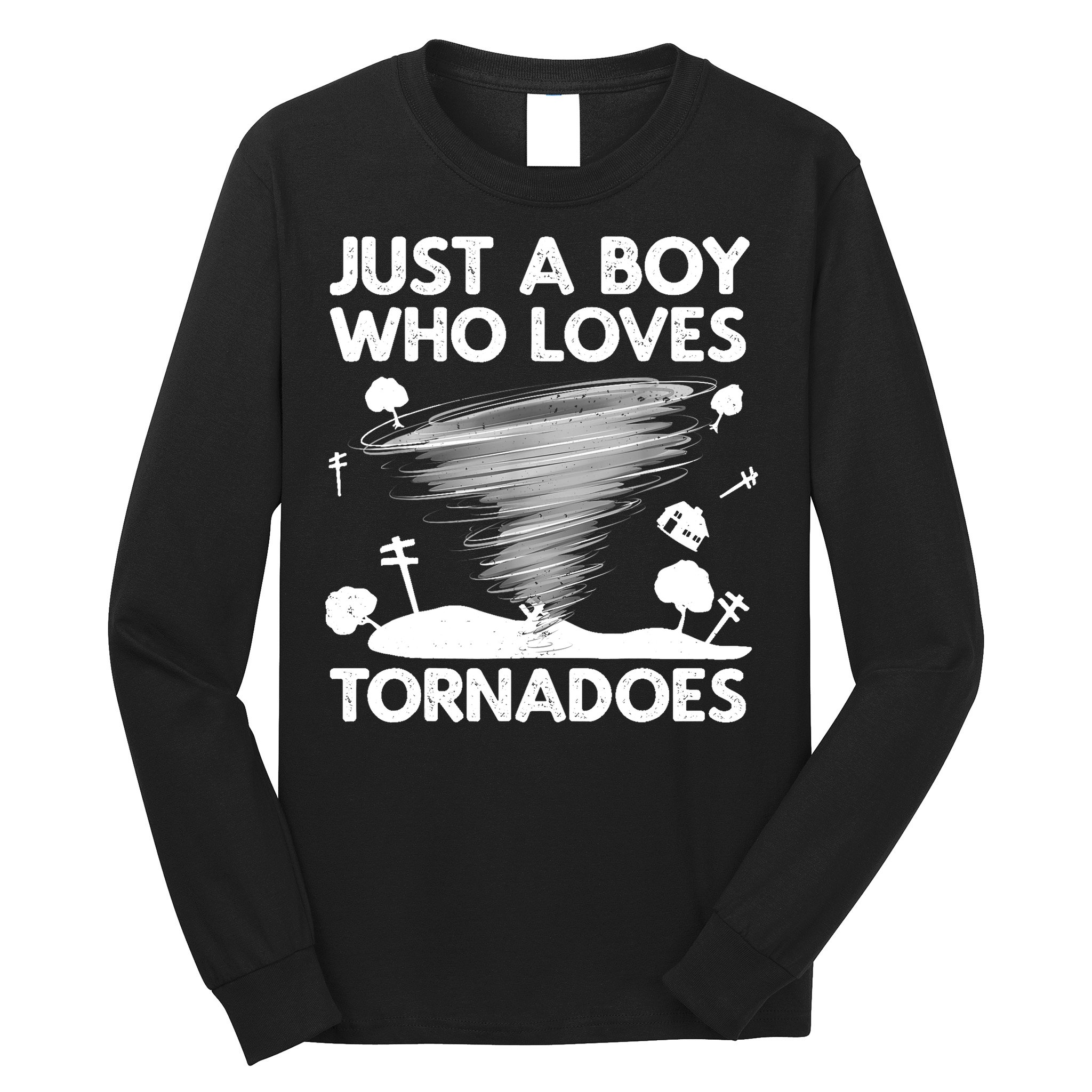 Funny Tornado Art For Boy Weather Storm Tornado Chaser Long Sleeve Shirt