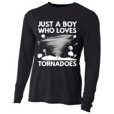 Funny Tornado Art For Boy Weather Storm Tornado Chaser Cooling Performance Long Sleeve Crew