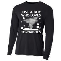 Funny Tornado Art For Boy Weather Storm Tornado Chaser Cooling Performance Long Sleeve Crew