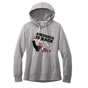 Funny Trump America Is Back 2024 We Won Made History DaddyS Women's Fleece Hoodie