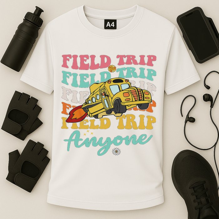 Field Trip Anyone Field Day Teacher Cooling Performance Crew T-Shirt