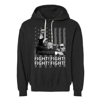 Fight Trump American Flag Rally Shooting Pennsylvania Garment-Dyed Fleece Hoodie