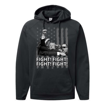 Fight Trump American Flag Rally Shooting Pennsylvania Performance Fleece Hoodie