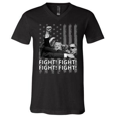 Fight Trump American Flag Rally Shooting Pennsylvania V-Neck T-Shirt