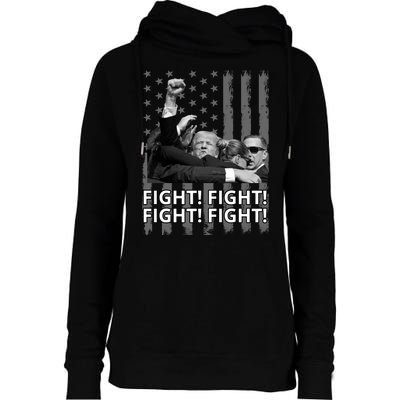 Fight Trump American Flag Rally Shooting Pennsylvania Womens Funnel Neck Pullover Hood