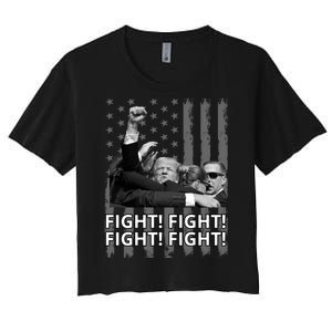 Fight Trump American Flag Rally Shooting Pennsylvania Women's Crop Top Tee