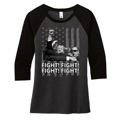 Fight Trump American Flag Rally Shooting Pennsylvania Women's Tri-Blend 3/4-Sleeve Raglan Shirt