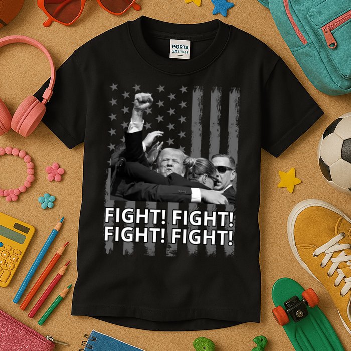 Fight Trump American Flag Rally Shooting Pennsylvania Kids T-Shirt