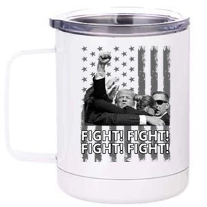 Fight Trump American Flag Rally Shooting Pennsylvania 12 oz Stainless Steel Tumbler Cup