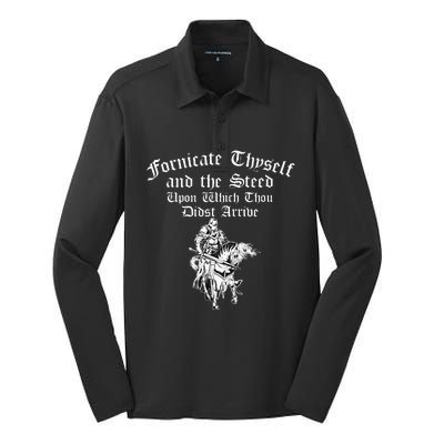 Fornicate Thyself And The Steed Upon Which Thou Didst Arrive Silk Touch Performance Long Sleeve Polo