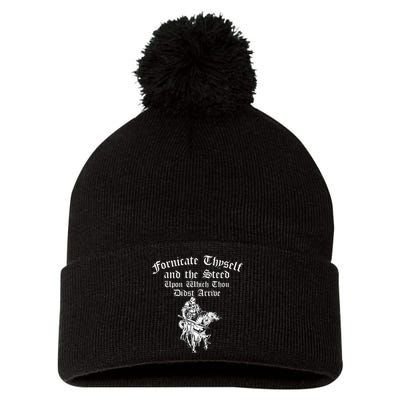 Fornicate Thyself And The Steed Upon Which Thou Didst Arrive Pom Pom 12in Knit Beanie