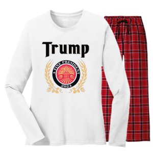 Funny Trump A Fine President 2024 Gift Women's Long Sleeve Flannel Pajama Set 