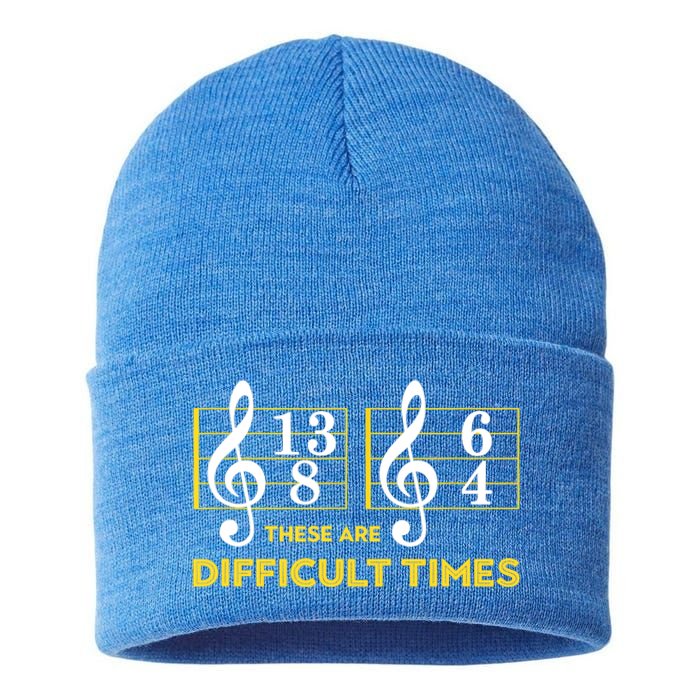 Funny These Are Difficult Times Gift Funny Music Lover Gift Sustainable Knit Beanie