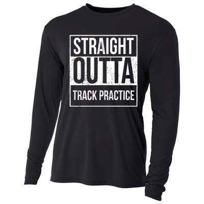 Funny Track And Field Design Straight Outta Track Practice Cooling Performance Long Sleeve Crew