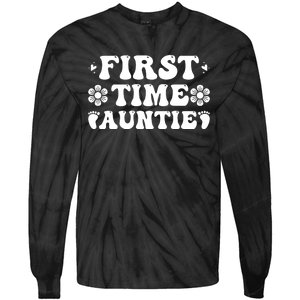 First Time Auntie Celebration Graphic Tie-Dye Long Sleeve Shirt