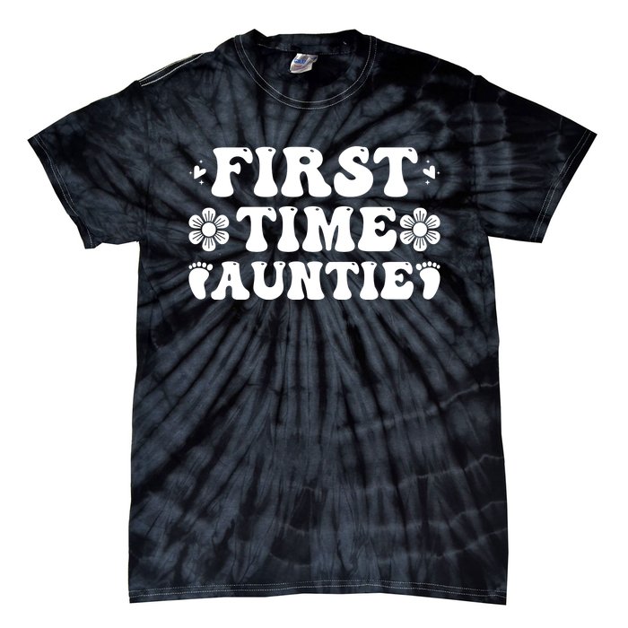 First Time Auntie Celebration Graphic Tie-Dye T-Shirt