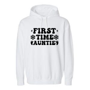 First Time Auntie Celebration Graphic Garment-Dyed Fleece Hoodie