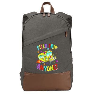 Field Trip Anyone Teacher Teaching School Bus Back To School Cotton Canvas Backpack
