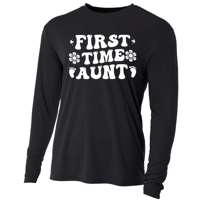 First Time Aunt Celebration Graphic Cooling Performance Long Sleeve Crew