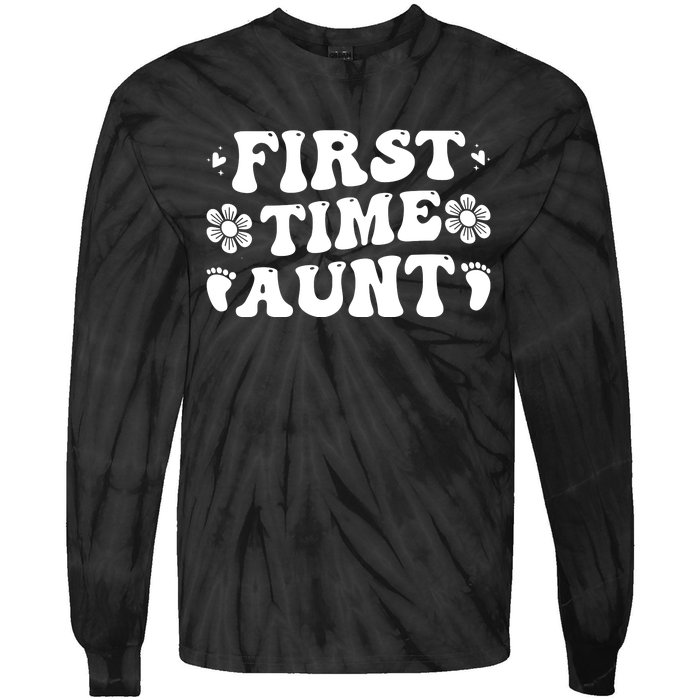 First Time Aunt Celebration Graphic Tie-Dye Long Sleeve Shirt