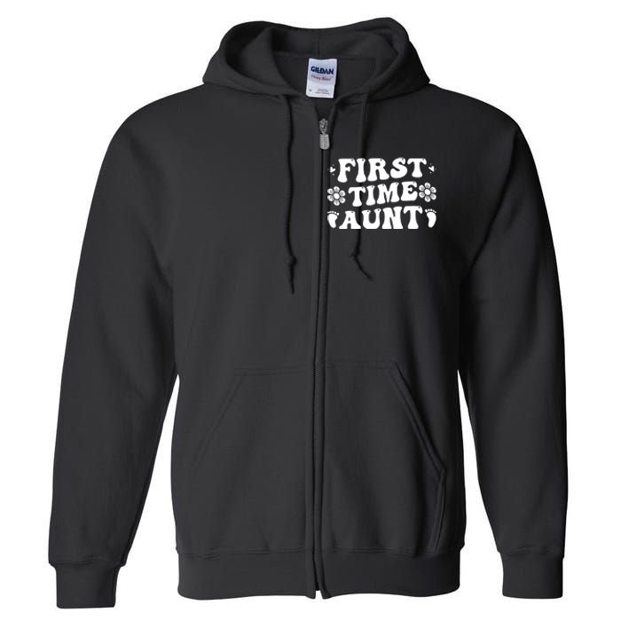 First Time Aunt Celebration Graphic Full Zip Hoodie