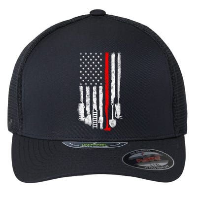 Firefighter Tools And Equipt Stripe American Flag Fire Gift Flexfit Unipanel Trucker Cap