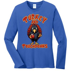 Funny Turkeys and Touchdowns Thanksgiving Costume Ladies Long Sleeve Shirt